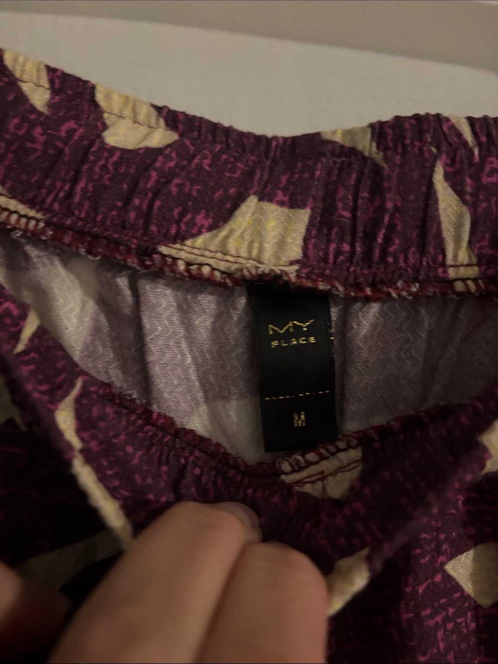 Women's Wide-Leg Patterned Palazzo Pants - Purple Cream - Picture 3 of 5